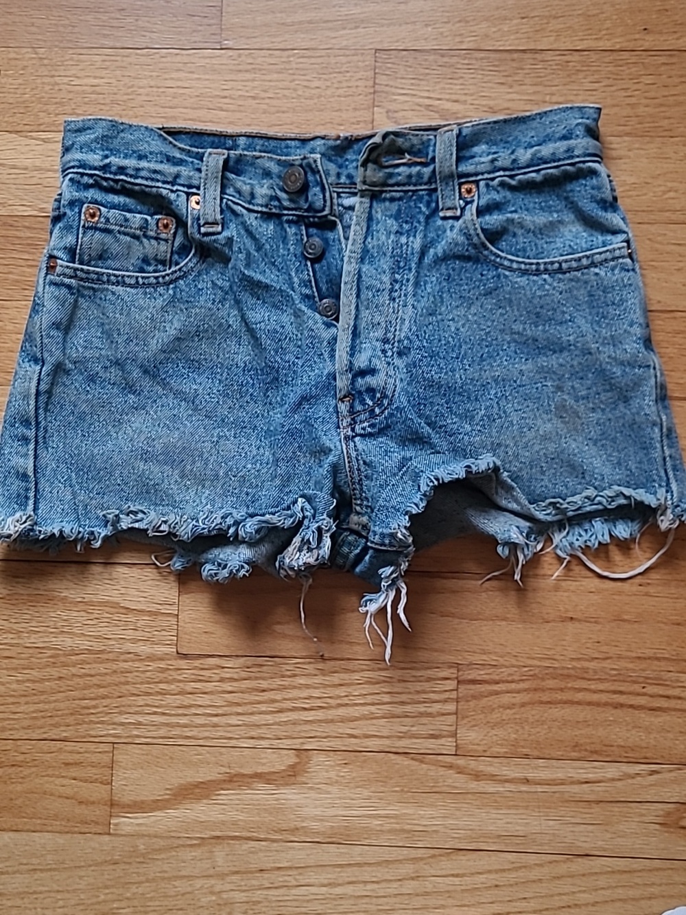 Levi's Vintage Distressed Light Blue Denim Cutoff Shorts - Size 25